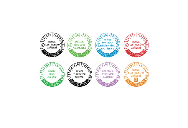 376 pětiletá revizní/kontrolní značka 20mm, 25mm, 30mm, 40mm