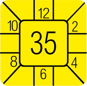 UNI 35 čtverec 12mm žlutá