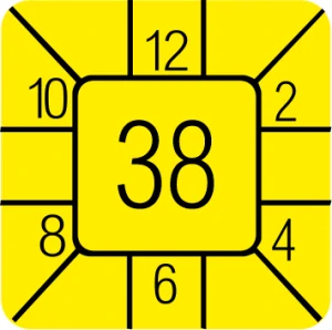 UNI 38 čtverec 12mm žlutá
