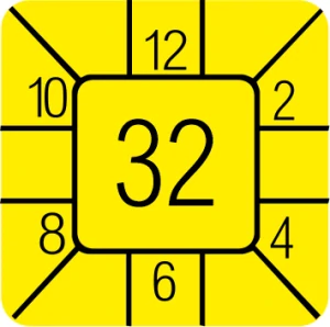 UNI 32 čtverec 12mm žlutá